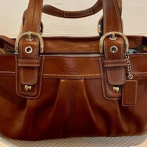 Coach - brown leather handbag with matching wallet